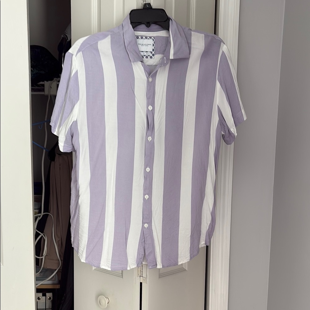 Denim & Flower Purple and White Casual Button Down Shirt